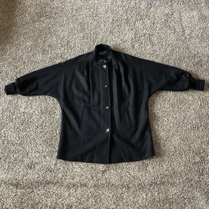 Vintage Womens Black Button Miss New York Wool Overcoat Size‎ XL